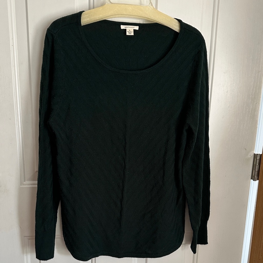 Westbound Forest Green Long Sleeve Knit Sweater